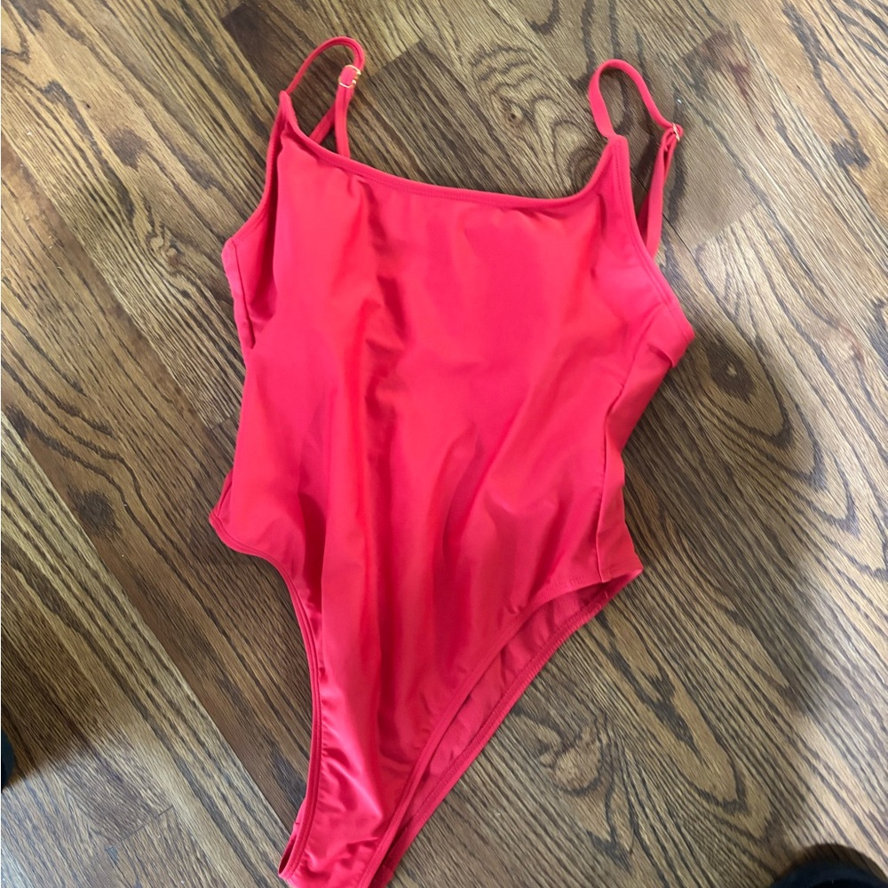 Wild Fable Women's S (4-6) Red High Leg Cheeky Scoop Back One-Piece Swimsuit